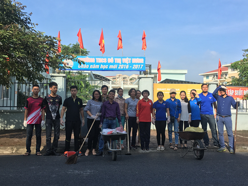Trường THCS Đô Thị Việt Hưng ra quân tổng vệ sinh môi trường, phòng chống  dịch sốt xuất huyết.